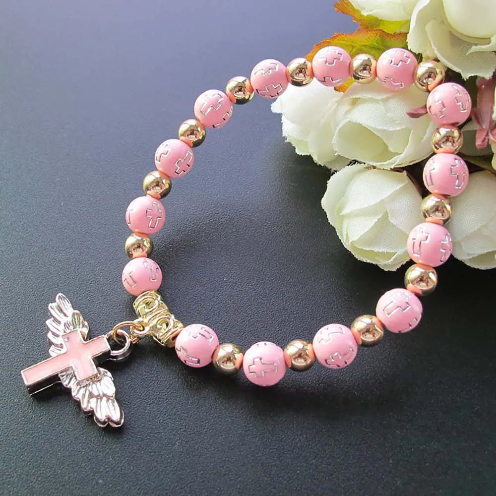 Oil Dripping Angel Cross Bracelet