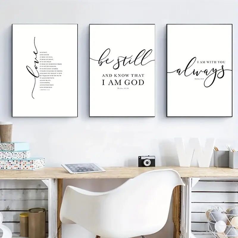 3pcs Set of Frameless Christian Bible Verse Prints