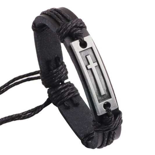 Leather Cross Bracelet