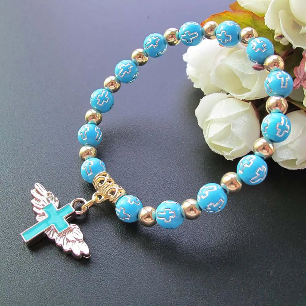 Oil Dripping Angel Cross Bracelet