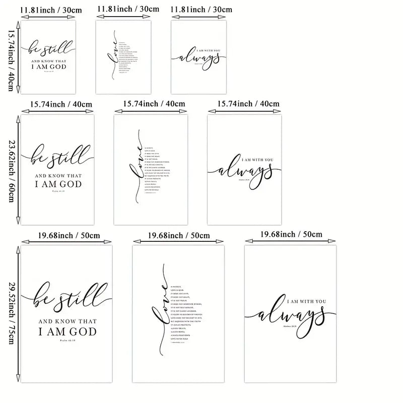 3pcs Set of Frameless Christian Bible Verse Prints