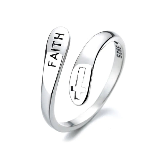 Style Silver Ring with Faith Cross