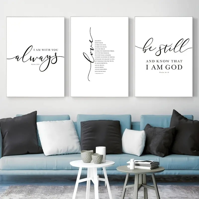 3pcs Set of Frameless Christian Bible Verse Prints