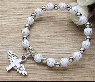 Oil Dripping Angel Cross Bracelet