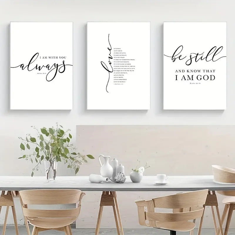 3pcs Set of Frameless Christian Bible Verse Prints