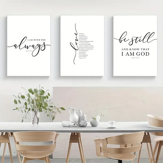 3pcs Set of Frameless Christian Bible Verse Prints